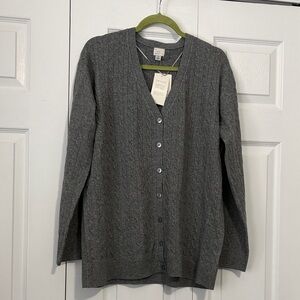 Women's Gray Cable Knit Button-Front Cardigan Sweater